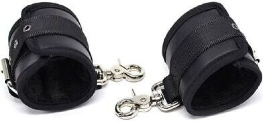 Leather Handcuffs With Big Hoops Black Håndjern