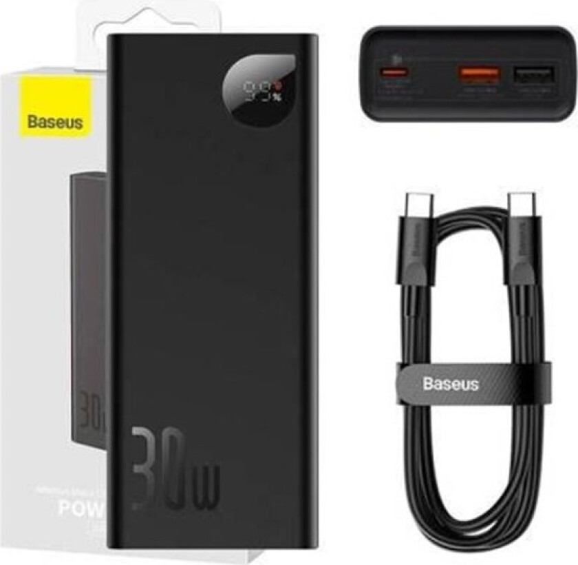 Powerbank Adaman Metal 20000mAh 30W (blac Nødlader - Svart - 20000 Ah