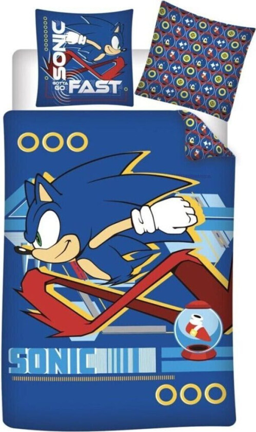 Sonic The Hedgehog Gotta Go Fast Sengetøy Sengesett 140x200+65x65cm