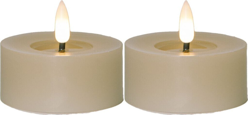 Flamme Flow LED-telys 2-pakning 7 cm - beige