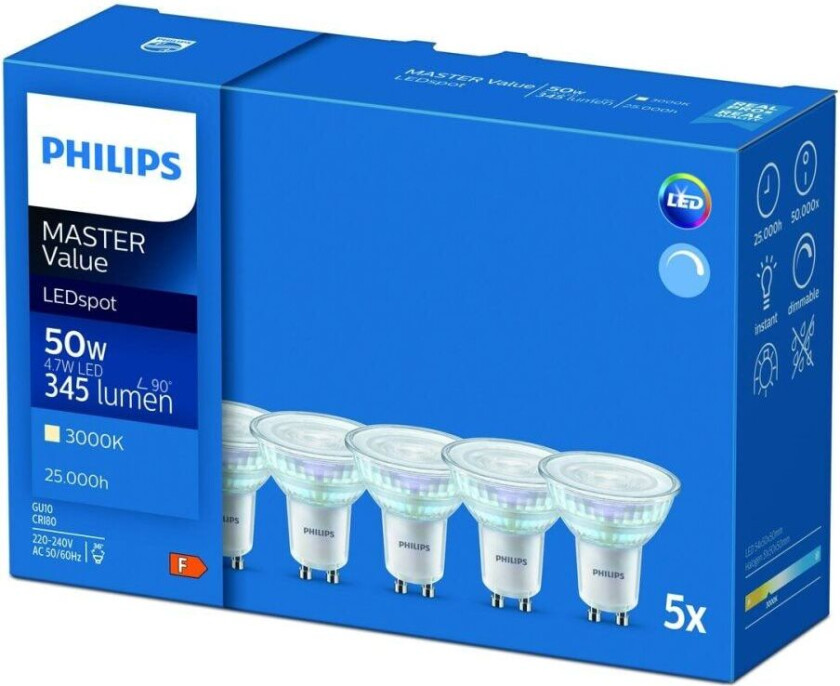 Master Value LED GU10 spot, 4,7W, 3000K