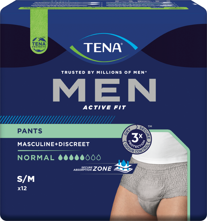 Tena MEN Pants Active Fit Normal, Small/Medium, 12 stk.