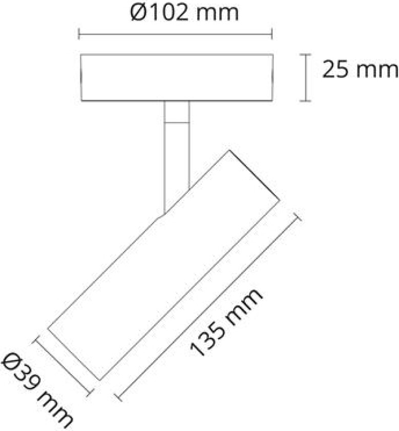 Tube Micro S takspot 7W 2700 kelvin dimbar RA98 - Svart
