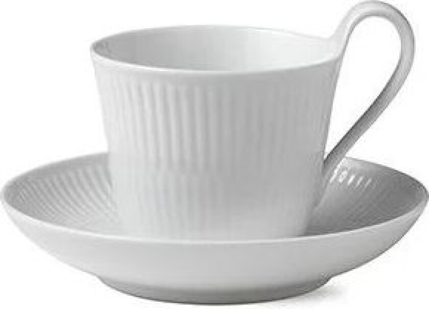 White Fluted kopp med skål 25 cl med hank