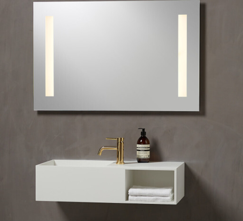 Godhavn speil med lys, 120x65 cm