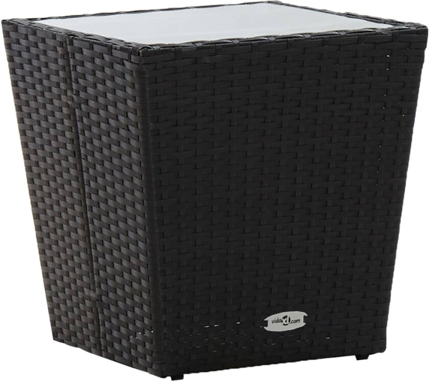 Bilde av Tebord svart 41,5x41,5x43 cm polyrotting og herdet glass