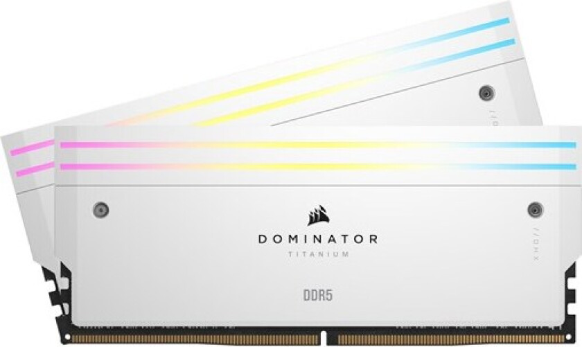 Dominator Titanium DDR5-6600 - 96GB - CL32 - Dual Channel (2 stk) - Intel XMP - Hvit med RGB