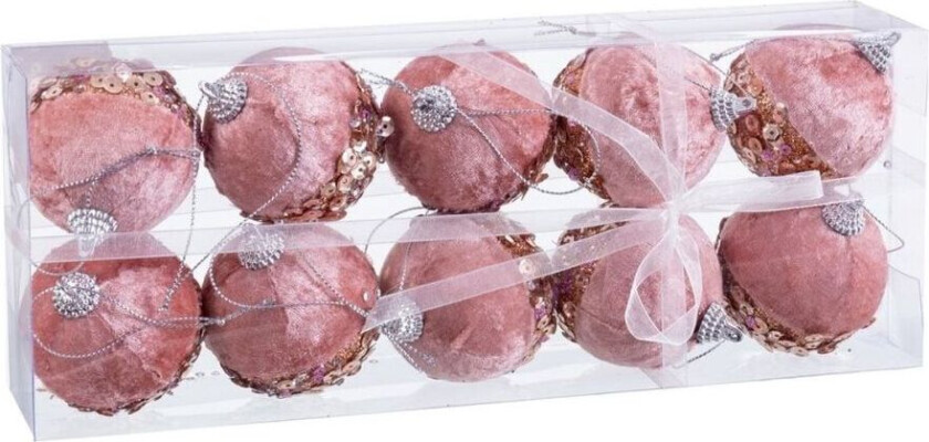Juletrekuler Rosa Gyldent Polyfoam Stoff 6 x 6 x 6 cm (10 antall)