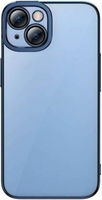 Glitter Transparent Case and Tempered Glass set for iPhone 14 Plus (blue)
