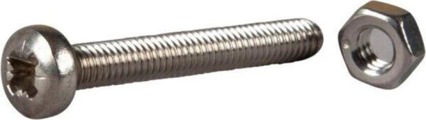 Maskinskrue m/mut ph m6x50 a4-4 med mutter og panhode a4 syrefast