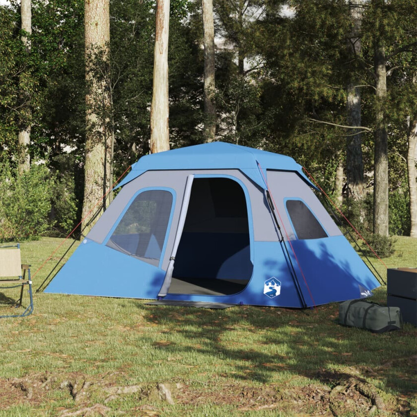 Campingtelt 6 personer blå 344x282x192 cm