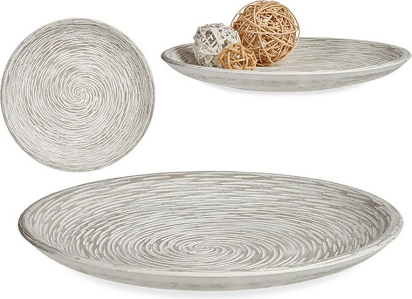 Dekorativ Tallerken Spiralar Hvit Tre MDF