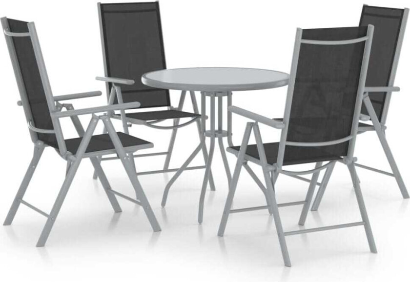 Utendørs spisestue 5 deler aluminium og textilene sølv