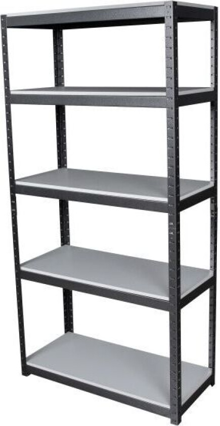 513043 Hylle i metall, 500 kg, 5 etasjer, grå