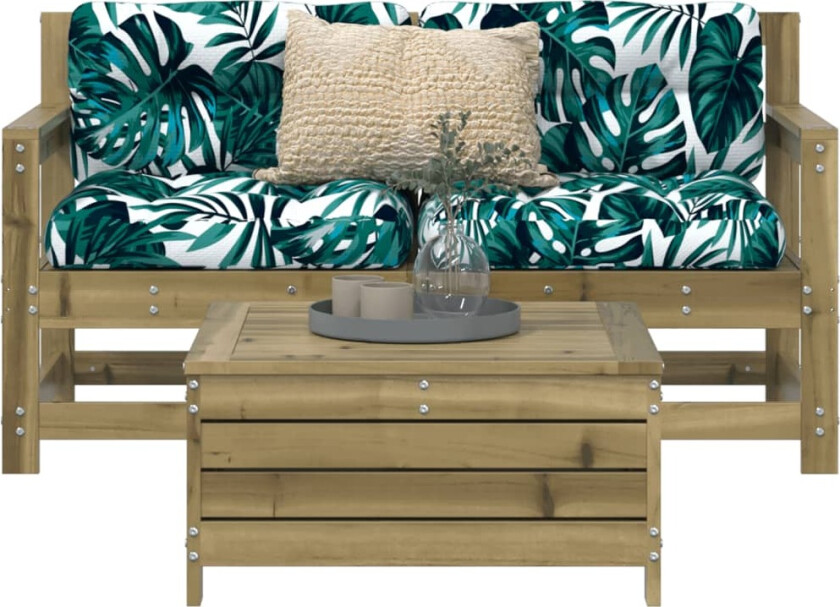 Hagesofasett 3 deler impregnert furu