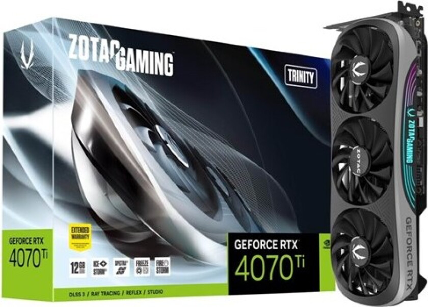 Zotac GAMING GeForce RTX 4070 Ti Trinity - Grafikkort - GeForce RTX 4070 Ti - 12 GB GDDR6X - PCIe 4.0 x16 - HDMI, 3 x DisplayPort