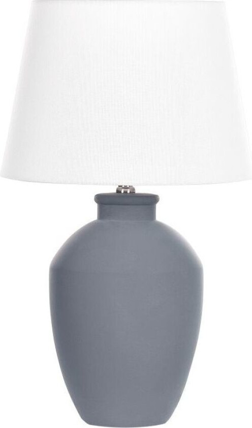 Bordlampe Grå Keramikk Lampeskjerm i lin Minimalistisk design Belysning Dekorativ Nattlampe