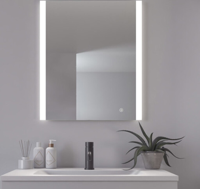 Vega speil med lys, dimbar, touch, 60x70 cm
