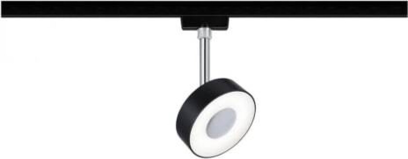 Circle, Spotlight på skinne, Ikke-utskiftbare pærer, 3 ampuller, LED, 4000 K, Sort, Kromfarget