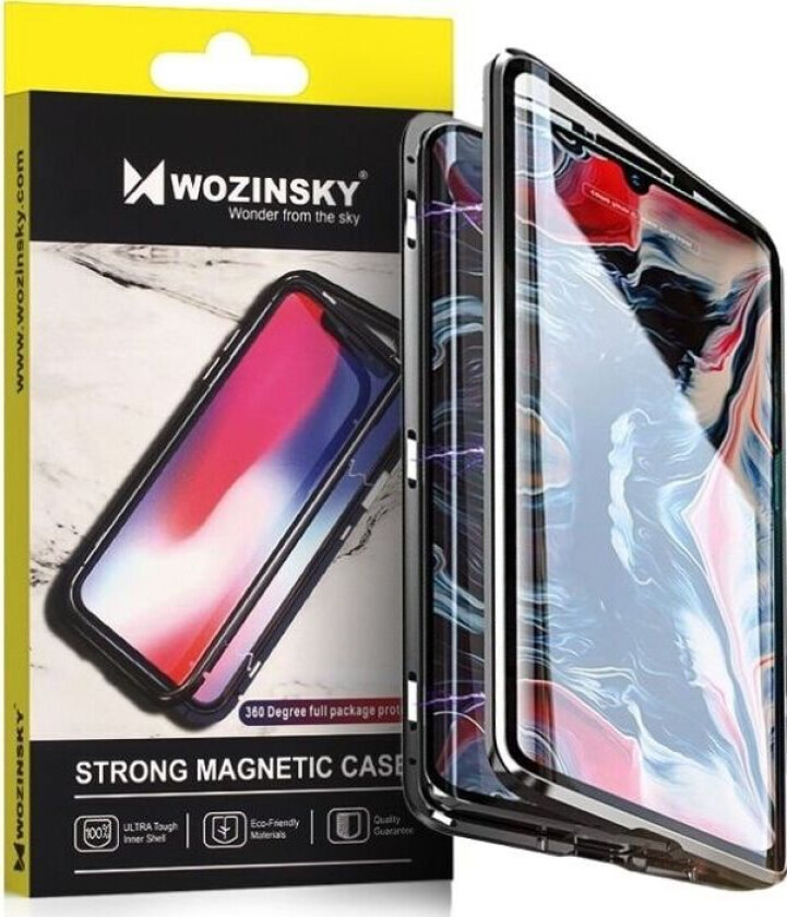 Fullt magnetisk deksel med glass for Samsung Galaxy A72 4G svart-gjennomsiktig