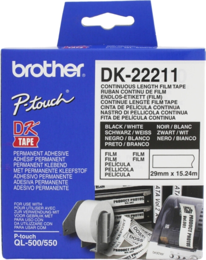 Tape Plast 29mm X 15.24m Svart/hvit