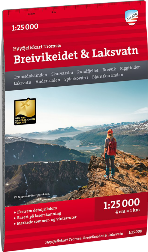 Høyfjellskart Tromsø: Breivikeidet Laksvatn