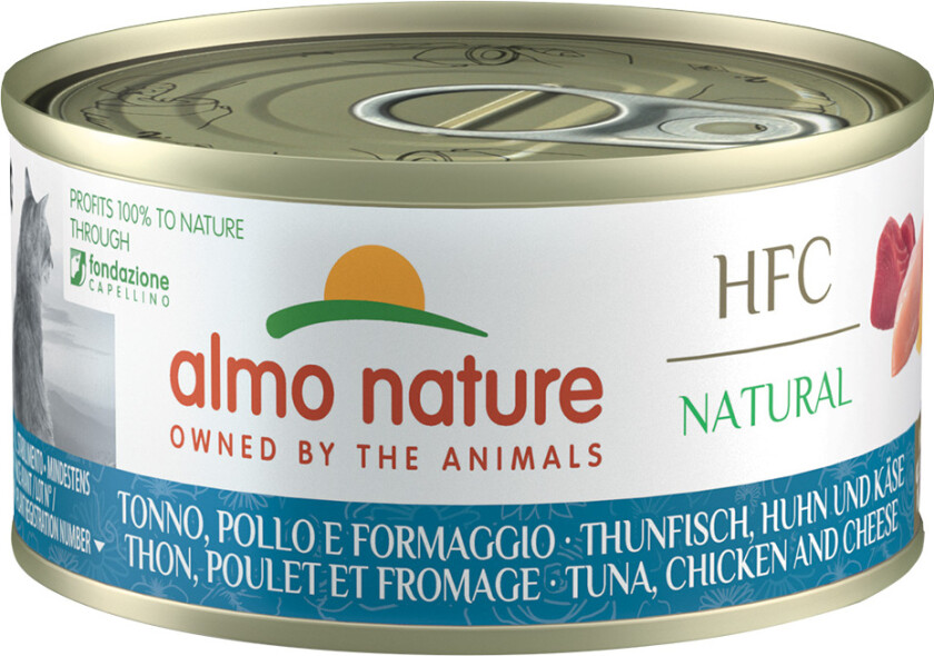 Økonomipakke Almo Nature HFC natur 24 x 70 g - Tunfisk, kylling og ost
