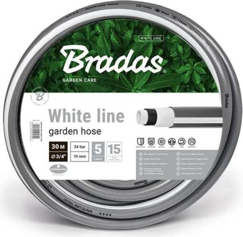 BRADAS Hageslange WHITE LINE 3/4" - 30m