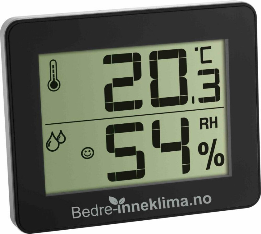 Bedre Inneklima hygrometer og termometer - Sort