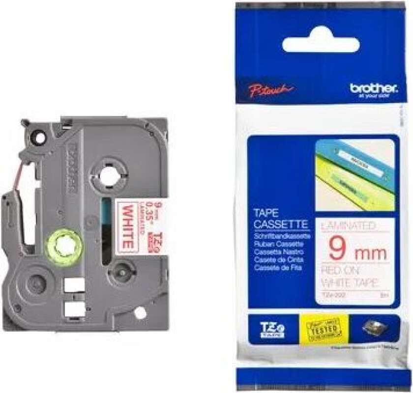 Tape 9mm Tze-222 R�d/hvit