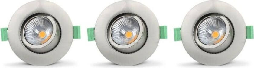 Lisa Dimbar Infälld downlight 3000K 600lm IP65 3-pack Borstad stål