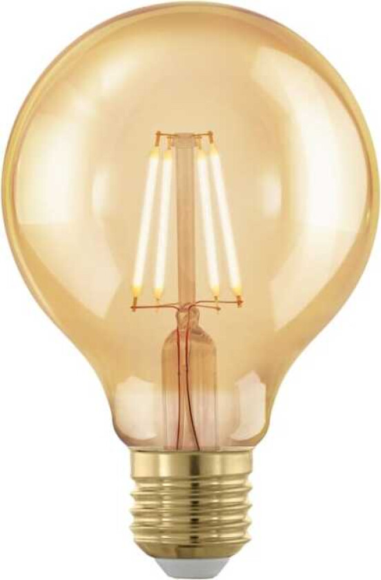 Eglo - LED-filamentlyspære - form: G80 - E27 - 4 W (ekvivalent 28 W) - varmt hvitt lys - 1700 K - ravgul