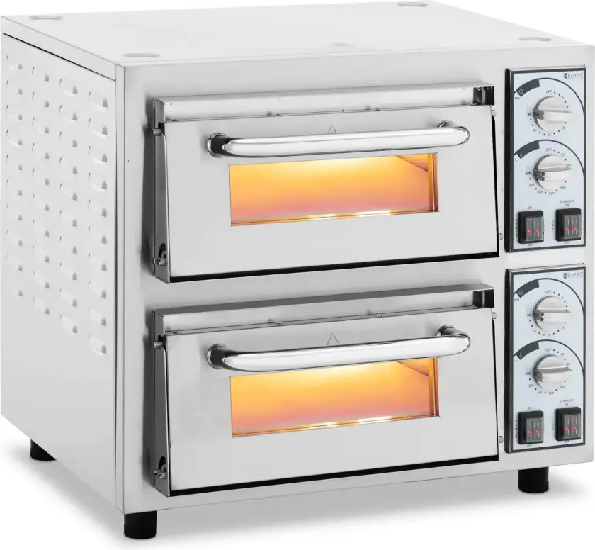 Pizzaovn - 2 kammer - 4400 W - Ø 35 cm - ildfast stein - Royal Catering