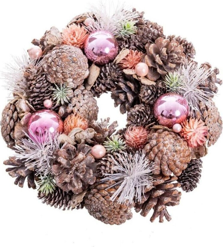 Julekrans Hvit Rosa Plastskum 26 x 26 x 8 cm