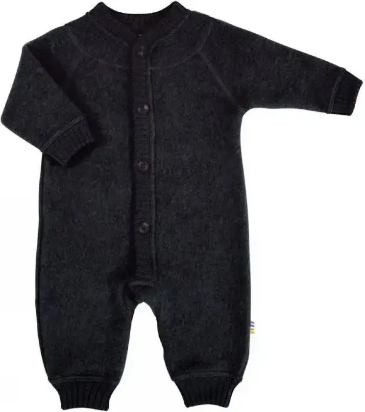 Sort heldress i Softull med knapper | Joha | Baby | Svart | størrelse 70 | 100% Soft Ull til