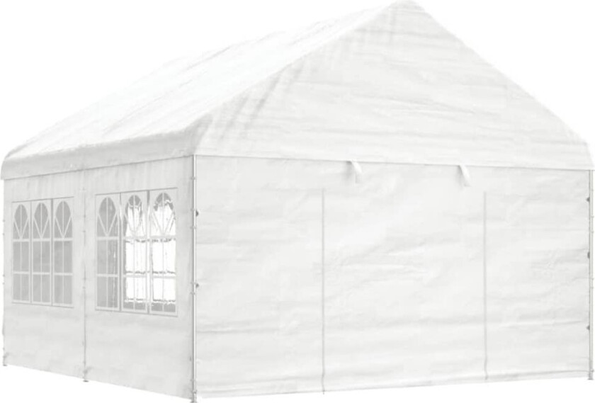 Paviljong med tak hvit 4,46x4,08x3,22 m polyetylen