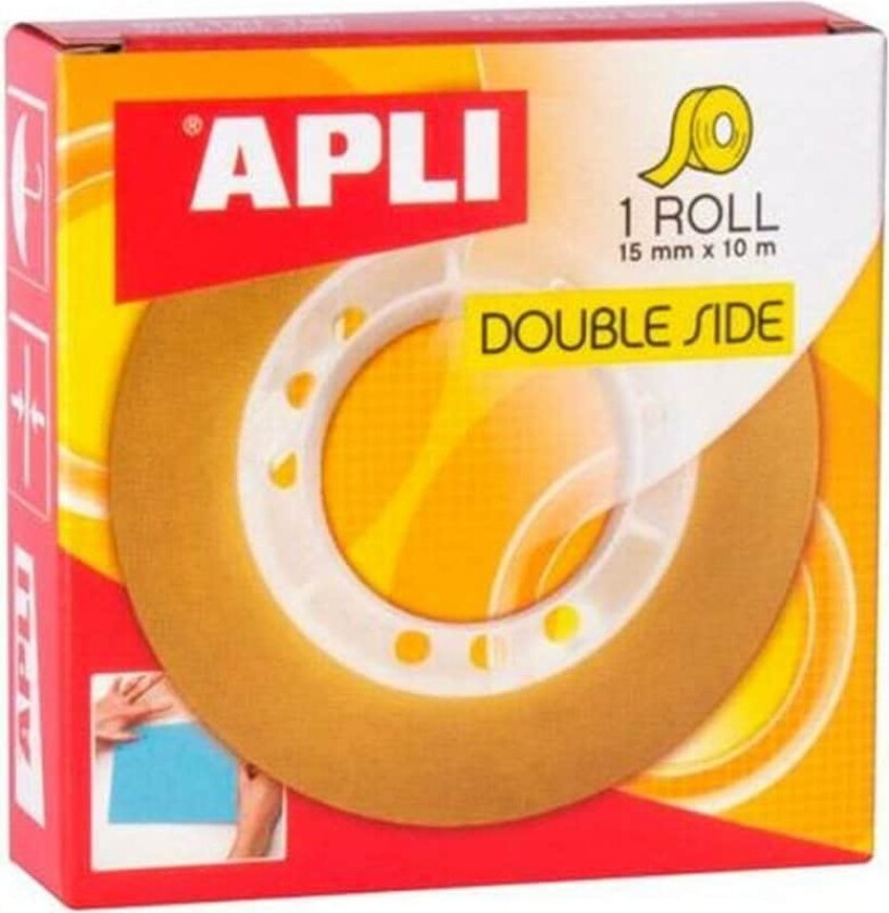 Dobbeltsidig tape Apli Transparent 20 deler 15 mm x 10 m