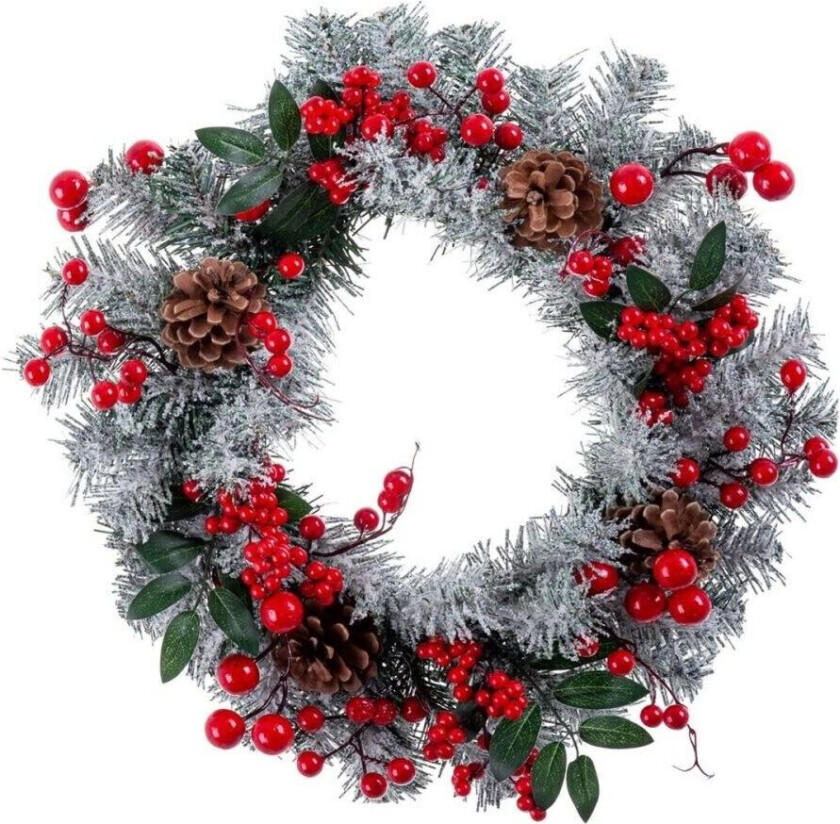 Julekrans Rød Flerfarget Plast Skum Ananas 40 x 40 cm