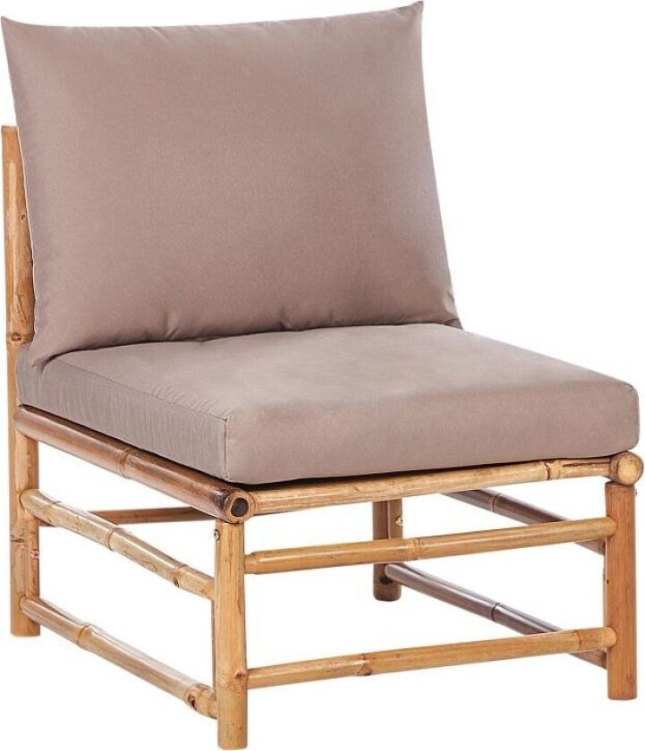 1-seters Sitteseksjon Taupe Bambus Polyester Stoffpute Armløs stol Modulær Sittegruppe