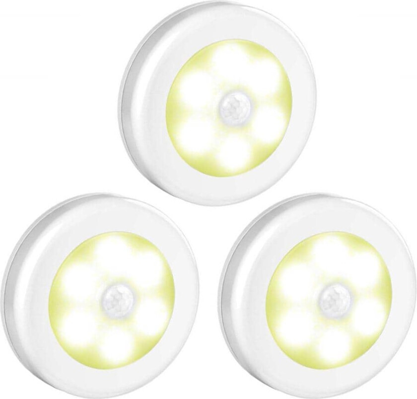 Rund nattlampe med bevegelsessensor 3-Pak