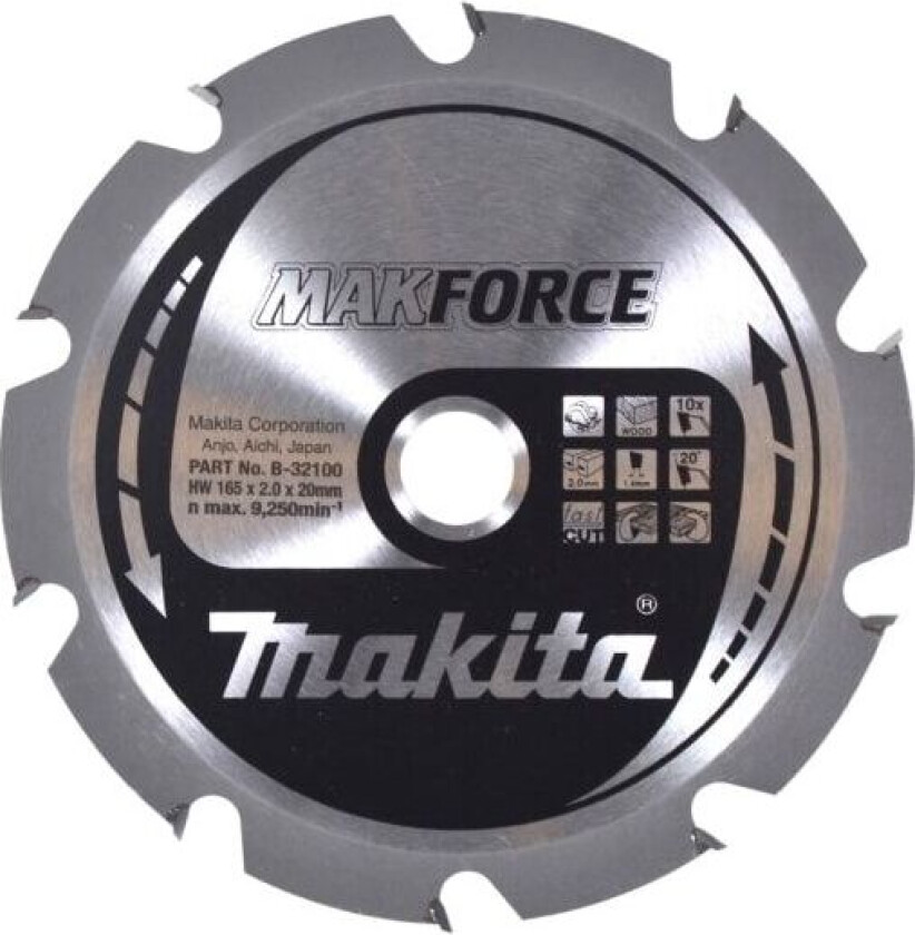 MAKITA SIRKELSAG 165x20x10z MAKFORCE TRE