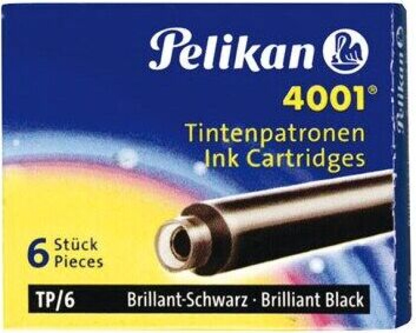 Pelikan 4001 TP/6 - Blekkpatron - briljant svart - 0.8 ml - pakke av 6 (short)