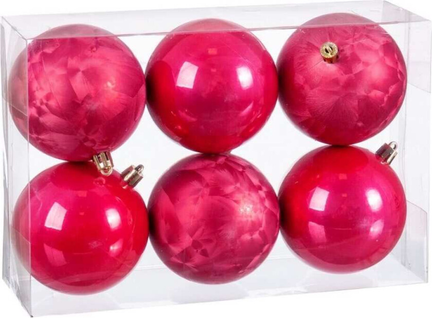 Juletrekuler Jordbærplast 8 x 8 x 8 cm (6 tall)