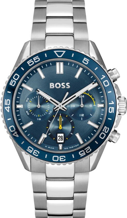 Boss Runner 1514143 - Kvarts - Sølv - Herreklokker - Rustfritt stål - ledd m/pin - Mineral