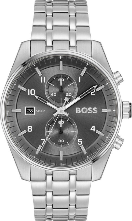 Boss Skytraveller 1514151 - Kvarts - Sølv - Herreklokker - Rustfritt stål - ledd m/pin - Mineral