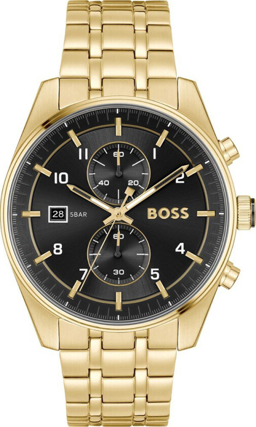 Boss Skytraveller 1514152 - Kvarts - Gull - Herreklokker - Rustfritt stål - ledd m/pin - Mineral