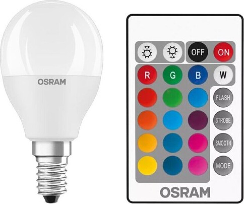LED-lyspære STAR+ RGBW Remote mini-ball 5.5W/827 (40W) frosted dimmable E14