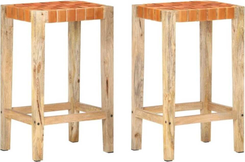 Barkrakker 2 stk brun ekte lær 75 cm