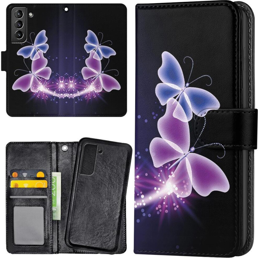 Samsung Galaxy S21 - Lommebok Deksel Lilla Sommerfugler