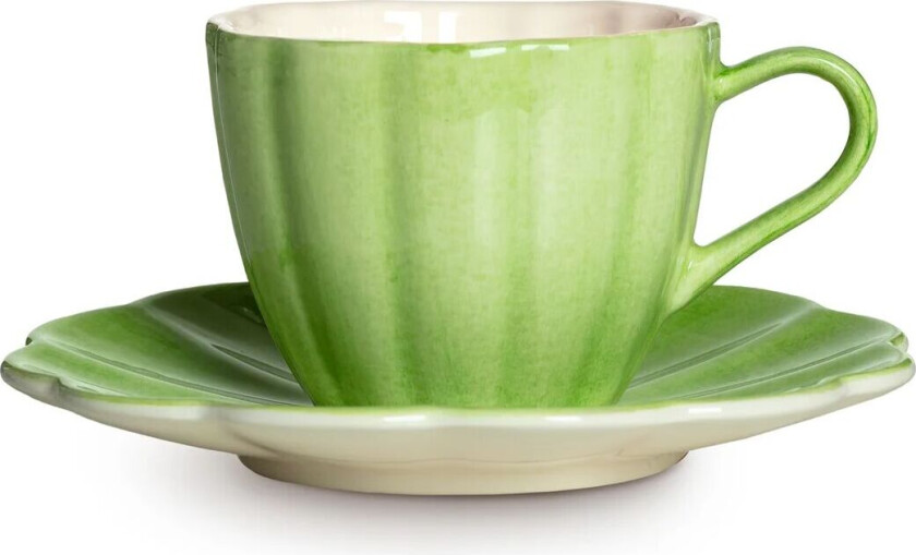 Oyster kopp med fat 25 cl Grønn